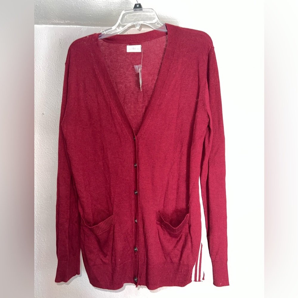 NWT, maroon long sleeve long cardigan, size XL